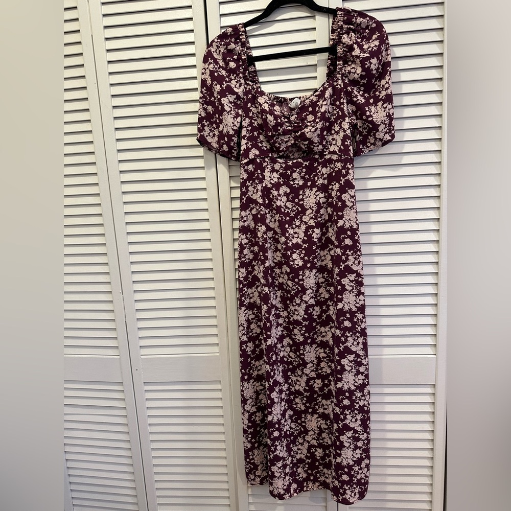 Melrose and Market Purple and White Puff Sleeve Sundress